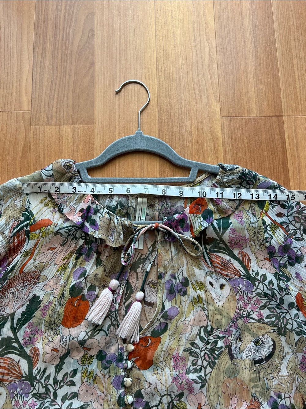 Anthropologie Marais Owl Print Boho Tiered Maxi Dress 1X - Picture 5 of 16